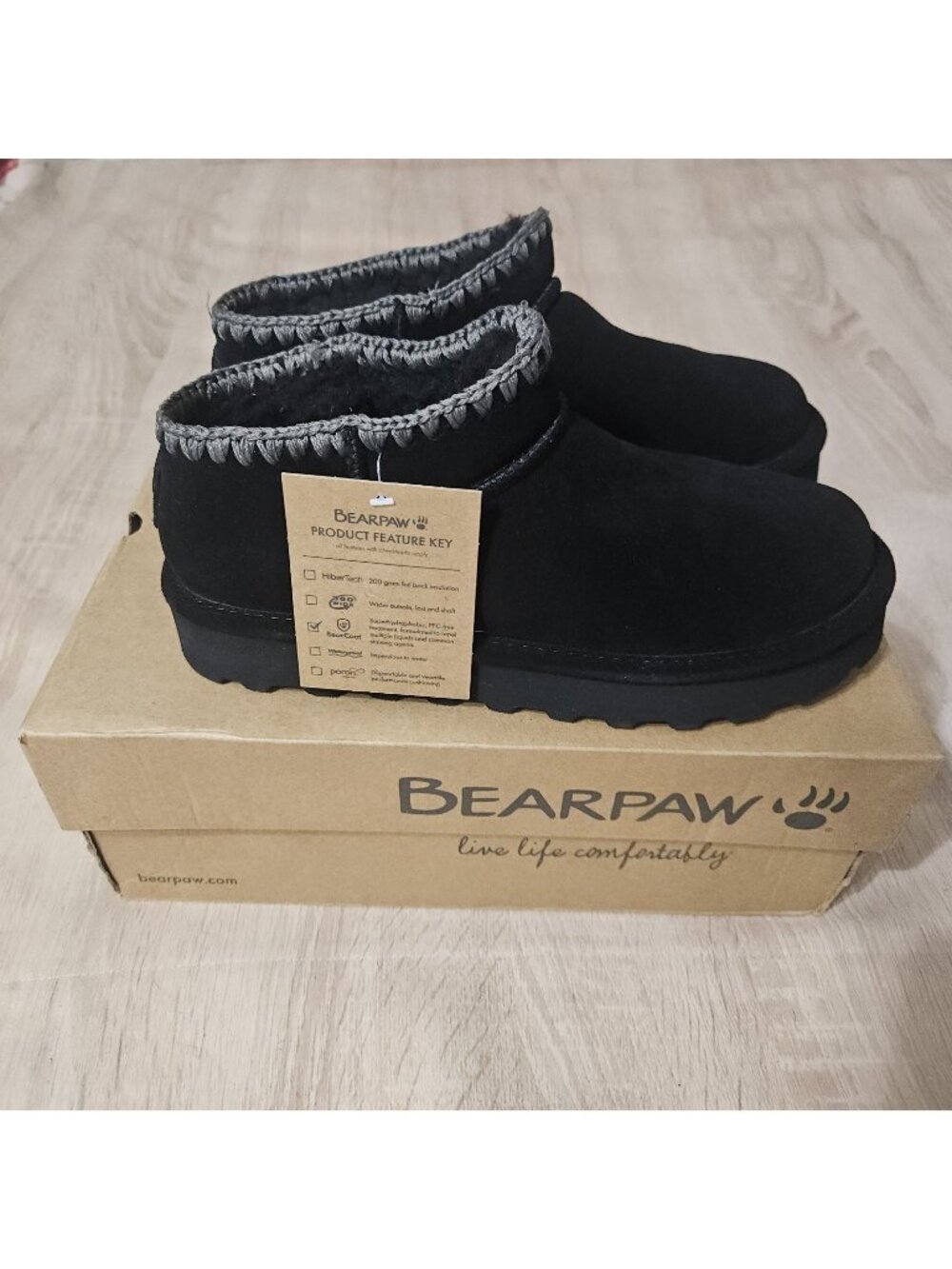 Bearpaw Lana Womens Size 9 New In Box BLACK ANKLE BOOTS